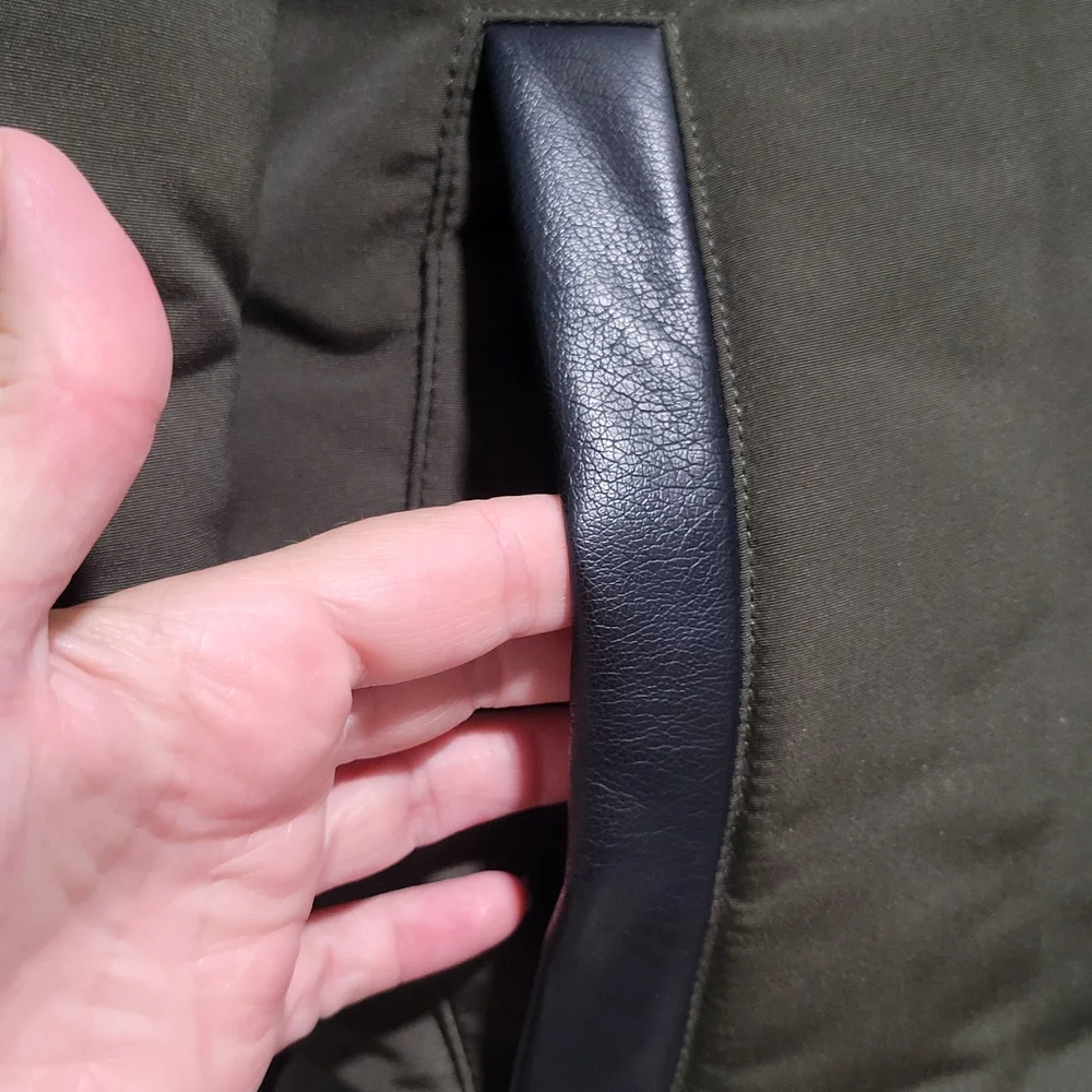 Sam Edelman Women's Faux Fur Lined Mid Puffer Coat Size M Green Removable Hood - Picture 10 of 16